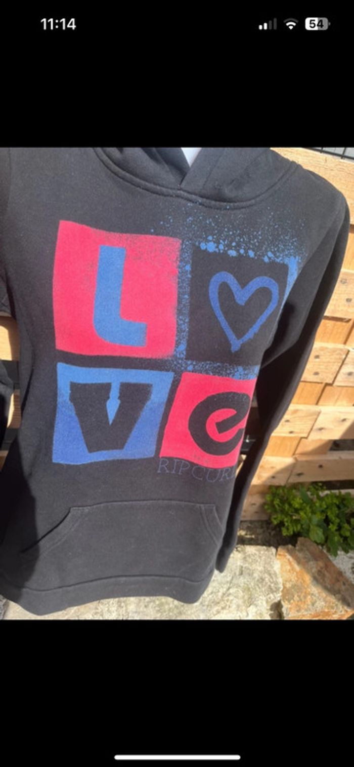 Sweat à capuche noir rip curl love coloré  Taille 14 ans - photo numéro 3