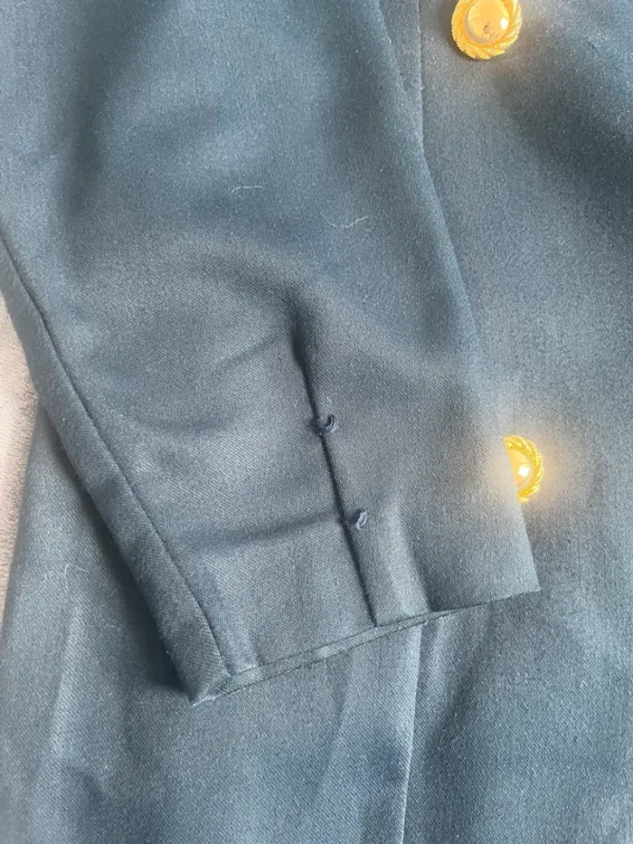 Manteau blazer vintage bleu marine long – Boutons dorés chic - photo numéro 3