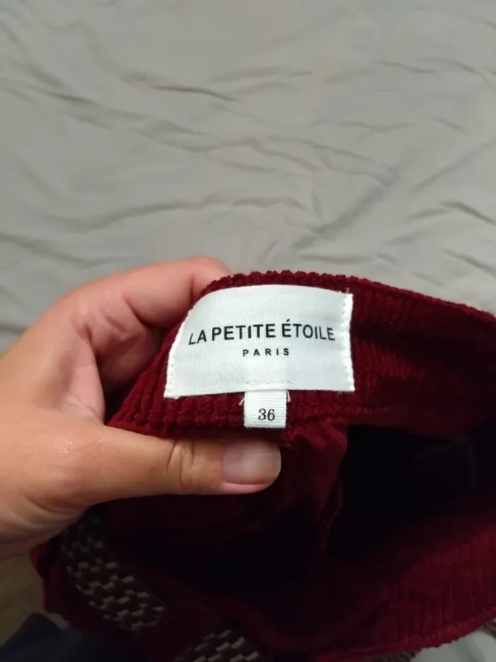 Pantalon La Petite Étoile T36 – velours côtelé bordeaux coton - photo numéro 9