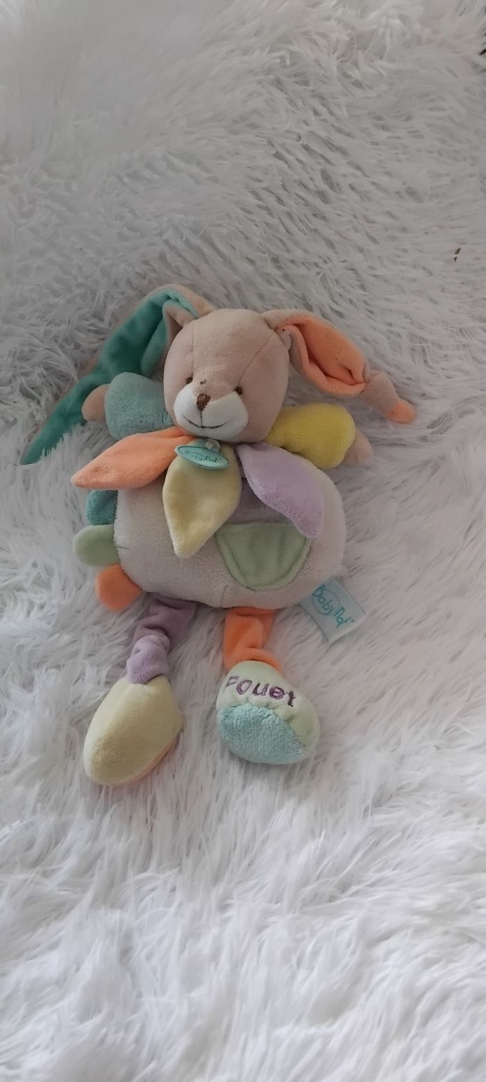 Doudou peluche  lapin pantin ,petales fleurs - Baby Nat