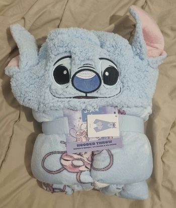 Plaid capuche sherpa stitch bleu