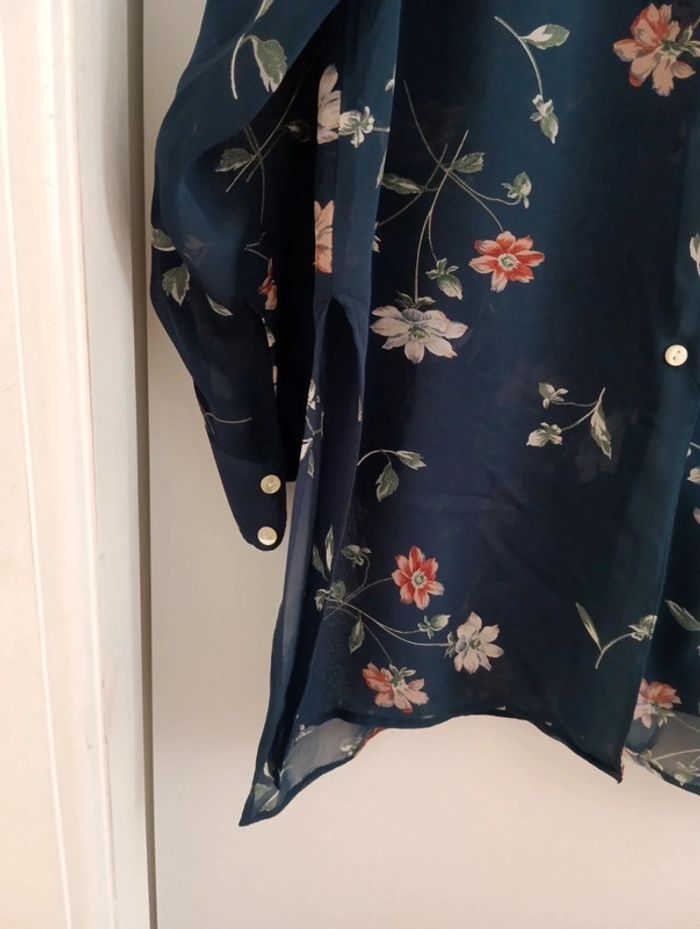 Chemise tunique cacharel voile bleu marine à fleurs - photo numéro 3