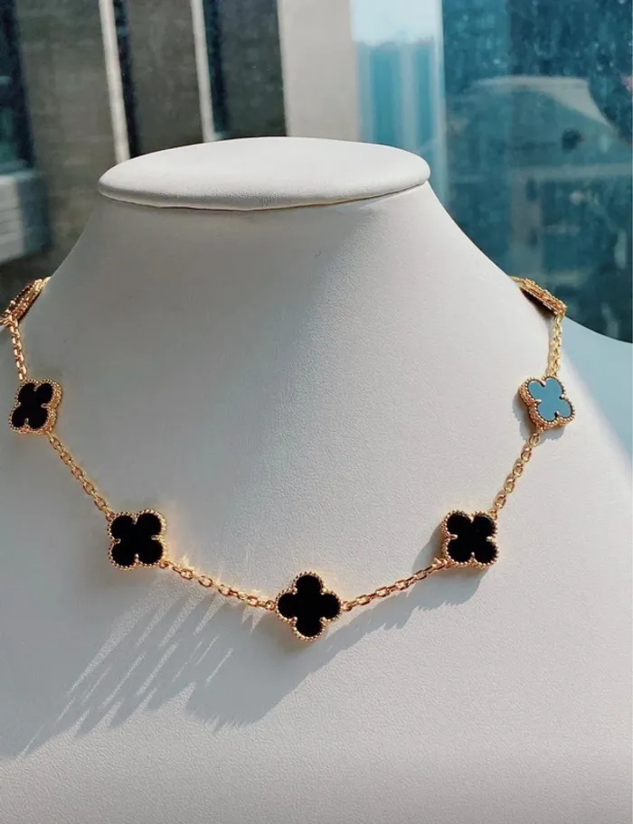 Collier 10 trèfles onyx noir - photo numéro 3