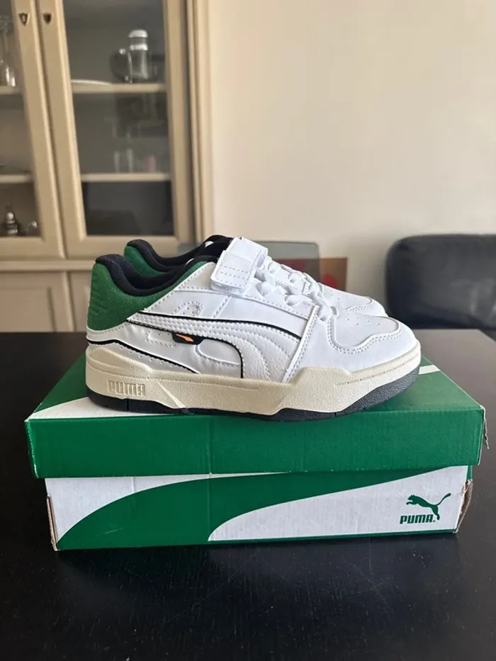 Baskets Puma blanches/vertes – neuves, pointure 33 - photo numéro 3