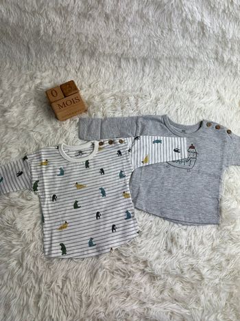 Lot de 2 tshirts manches longues la redoute kids taille 3 mois