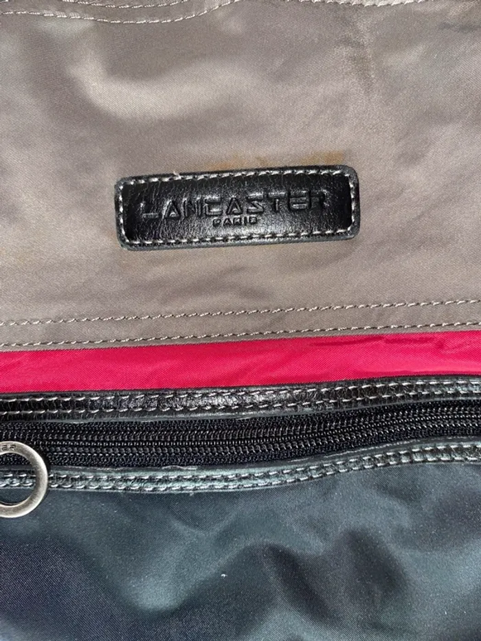 Sac à main fourre tout grand tissu Lancaster Paris rouge gris noir - photo numéro 2
