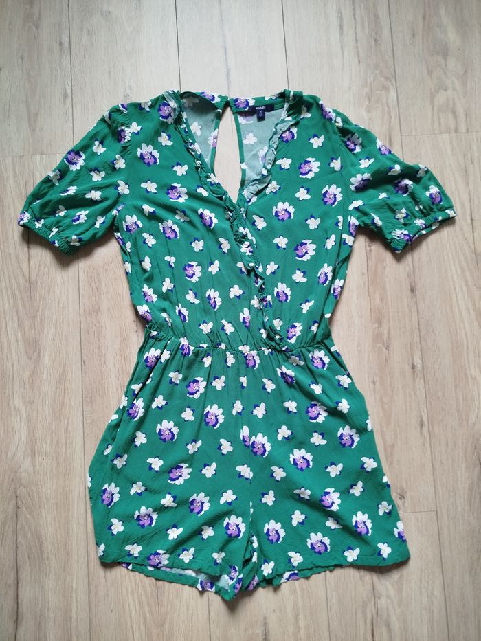 Combishort vert imprimé fleuri 36