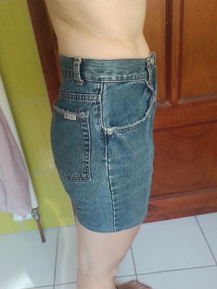 Short bleu en simili jean femme Id'est - photo numéro 4