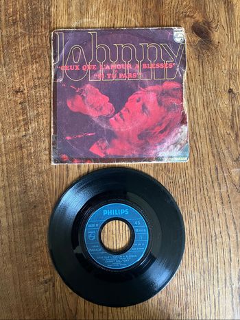 VInyle 45 tours-Johnny Hallyday-Ceux que l’amour a blessés