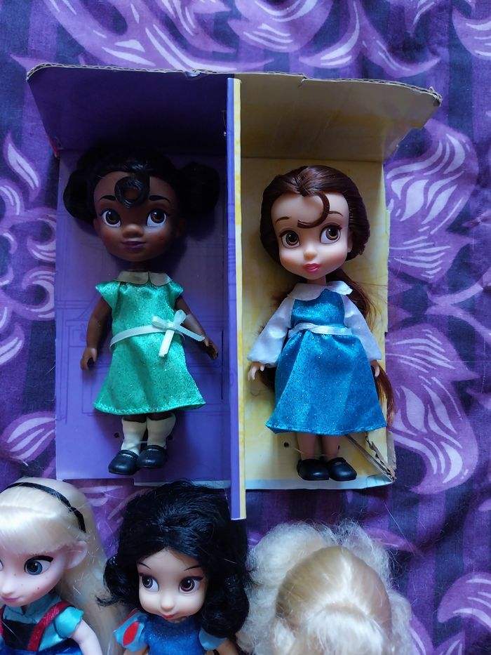 Lot 5 poupées miniatures Animators Princesses Disney Mini-Animators Tiana Elsa - photo numéro 2
