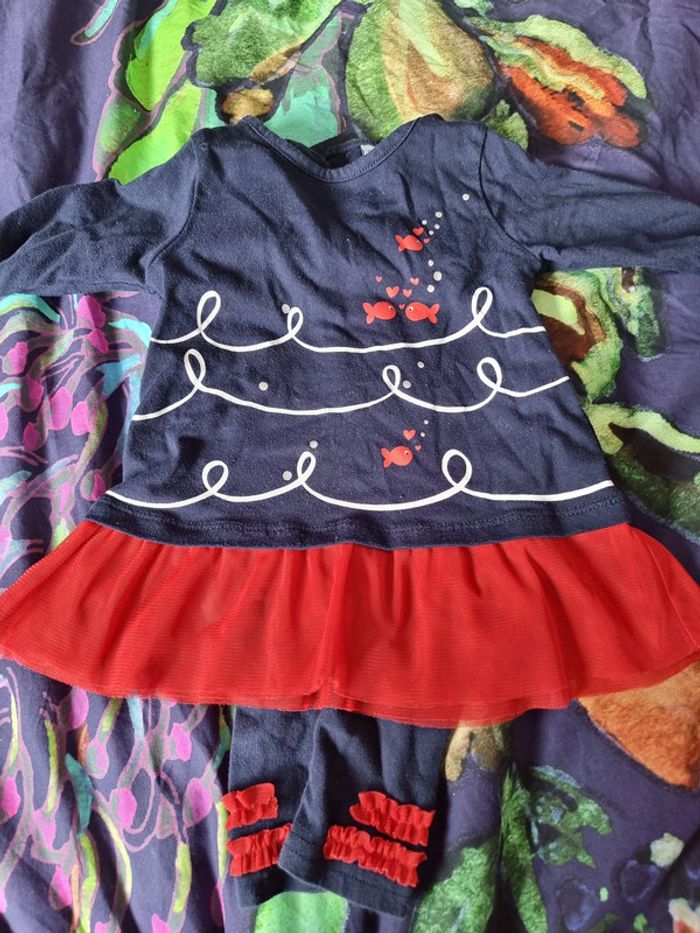 Ensemble Bleu rouge posisons tulle collerette tutu