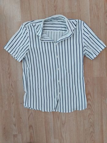 Chemise légère homme blanche et marine à rayure zara L