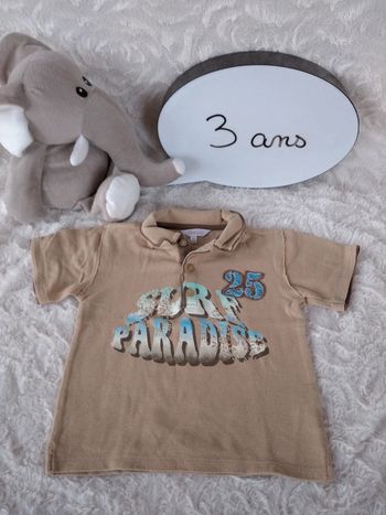 Polo tee shirt chemise manches courtes Garçon 3 ans Surf paradise 25 Kid Kanai 100% coton