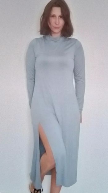 Robe t-shirt longue fendue