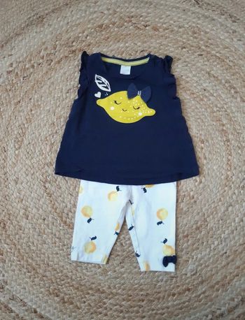 Ensemble haut sans manches et legging Baby Club 62 cm