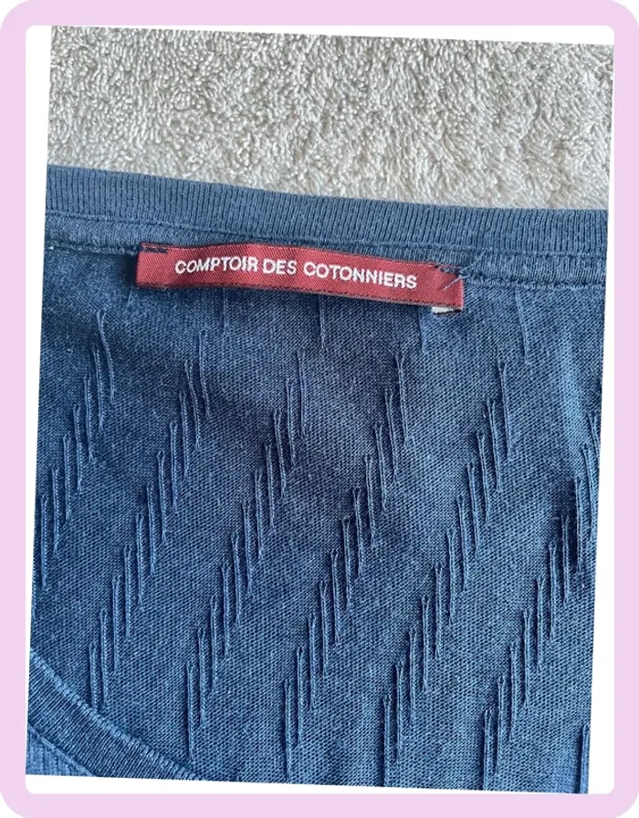 T-shirt bleu marine semi-transparent Comptoir des Cotonniers – Taille 3 (XL/XXL), manches courtes - photo numéro 3