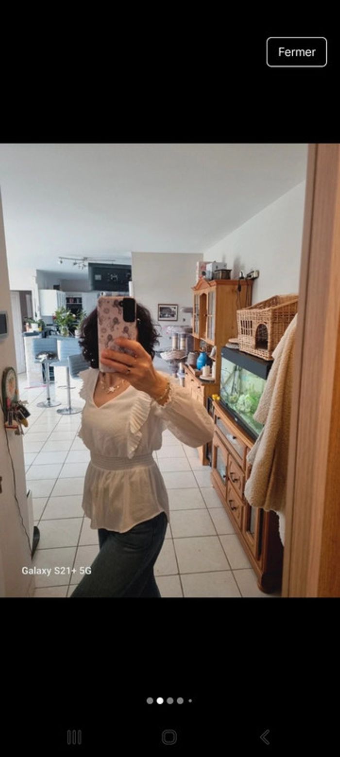 Blouse blanche à volantées Cache-Cache taille 34 - photo numéro 9