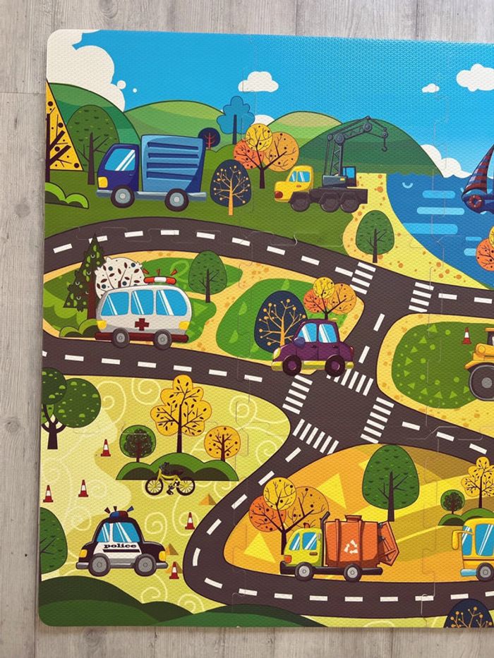 Tapis puzzle mousse circuit véhicule route 122x92 - photo numéro 2
