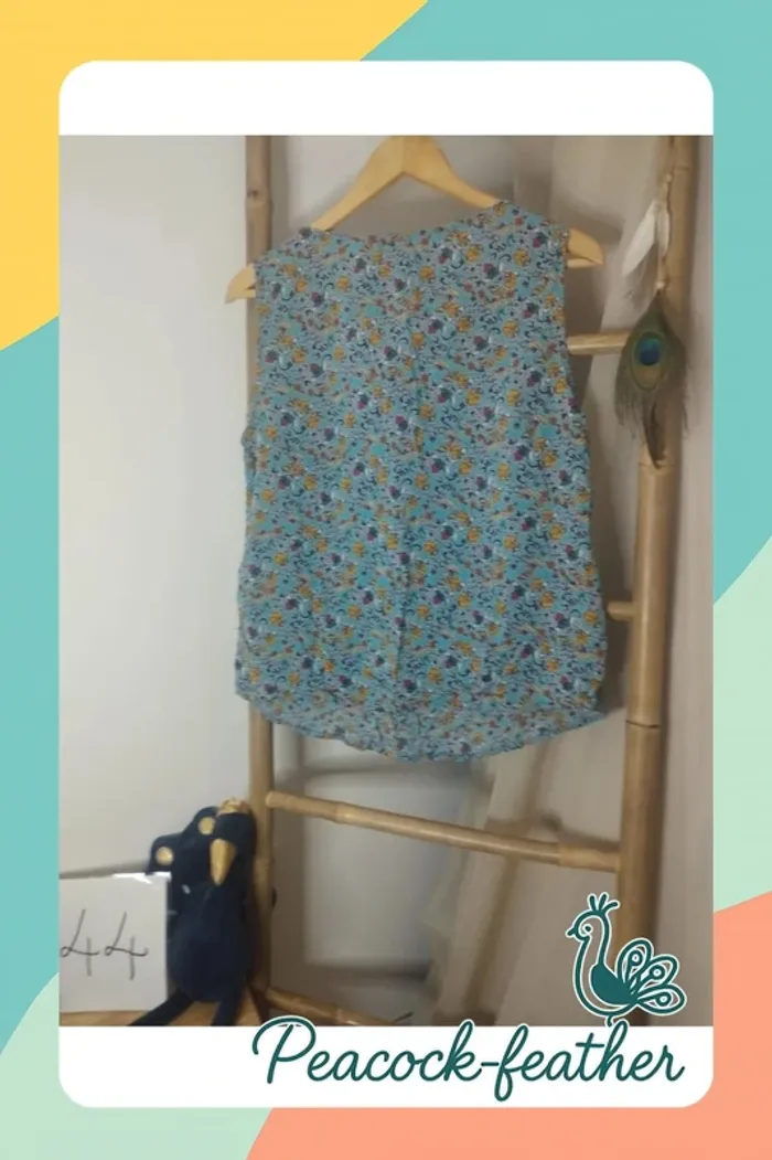 Débardeur bleu fleuri 44 - photo numéro 4