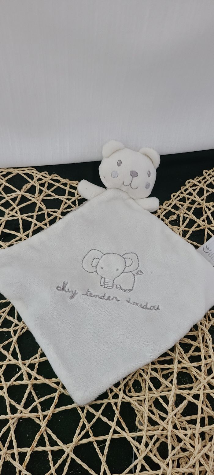 Doudou plat ours blanc gris My Tender Doudou - photo numéro 2