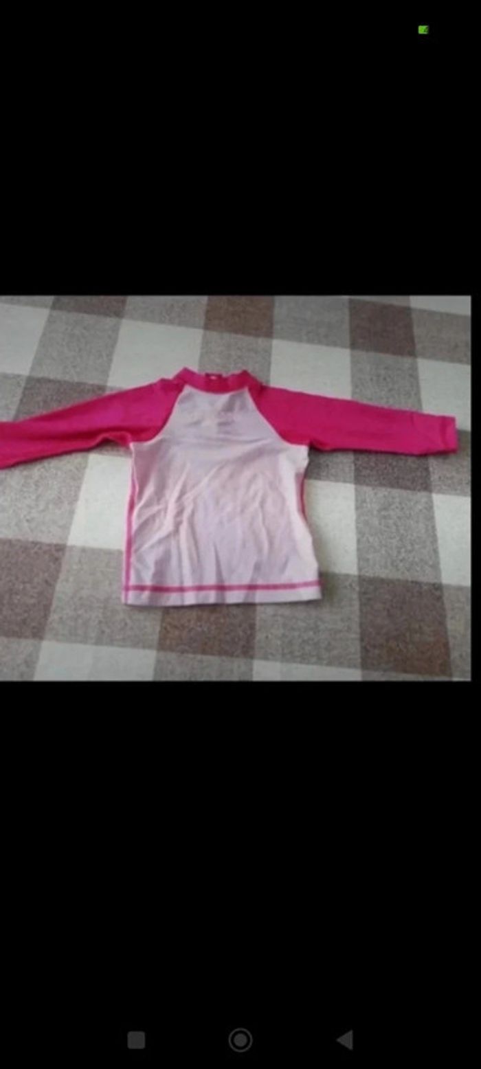 Tee shirt anti UV rose manches longues tribord 18 mois