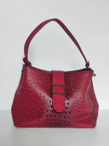 Sac effet cuir bordeaux point relief noir / Mandoline