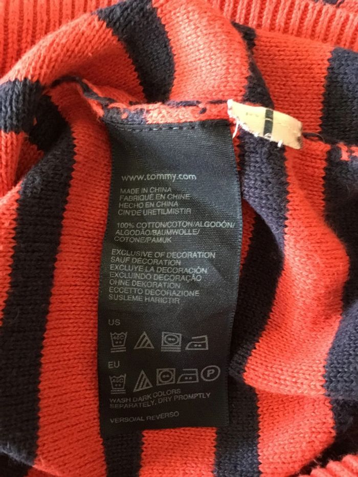 Pull Tommy Hilfiger rayé rouge et marine taille XS 053 - photo numéro 7