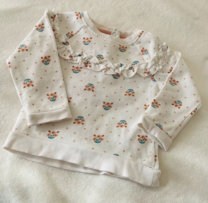 Petit pull manche longue à motifs fleuris 18 mois Orchestra