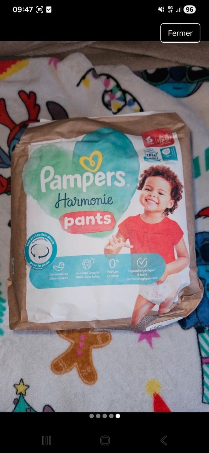 Paquet de couches culotte pampers harmonie taille 6 - photo numéro 5