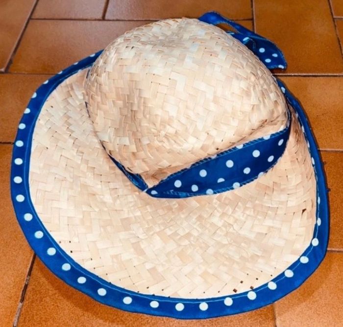 Chapeau paille liseret à pois neuf - photo numéro 1