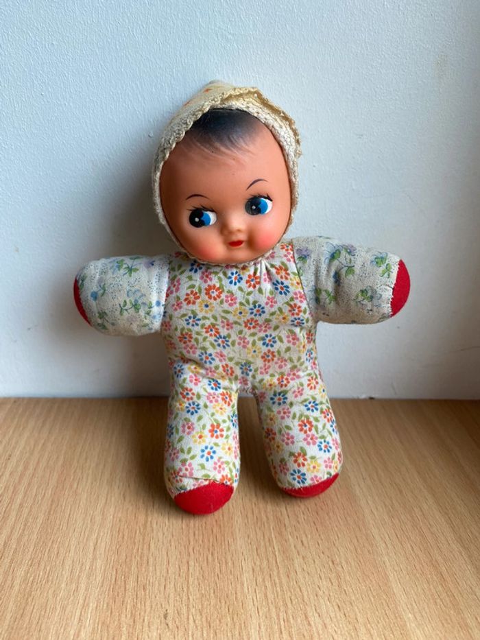 Mini Poupee En Tissu Fleuri Vintage (1960/1970)
