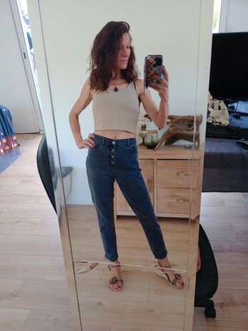 Jean mom femme 38 noir c82