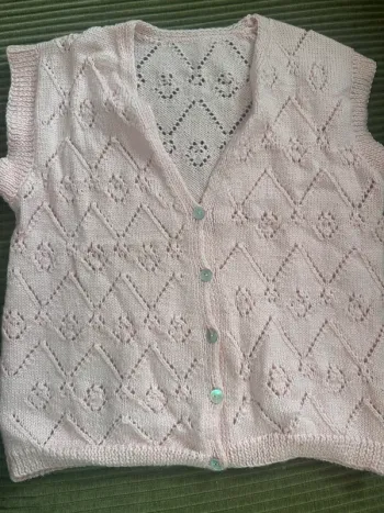Cardigan sans manche rose pale