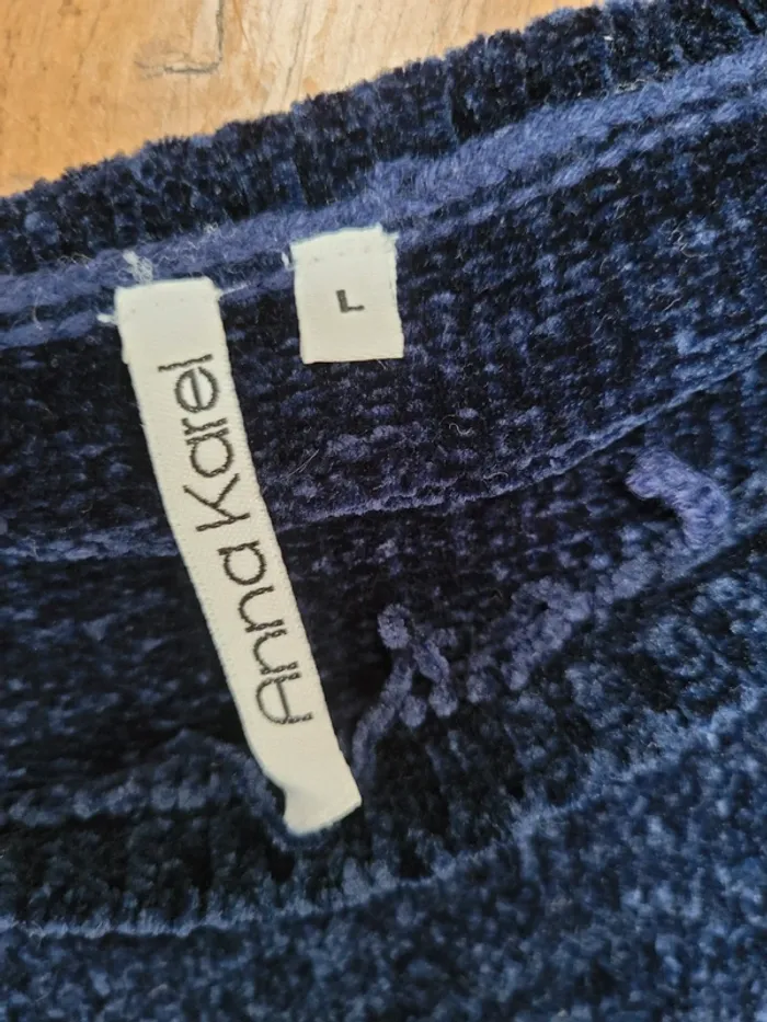 Pull maille chenille - Bleu marine - Vintage - photo numéro 3