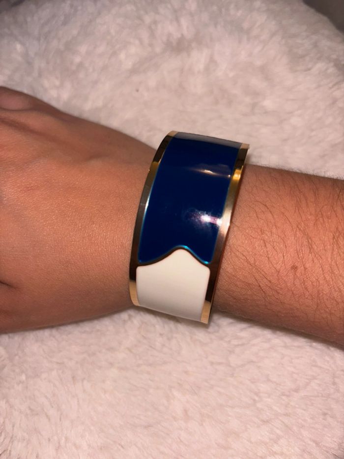 Bracelet manchette BRÉAL bleu et blanc doré - photo numéro 2