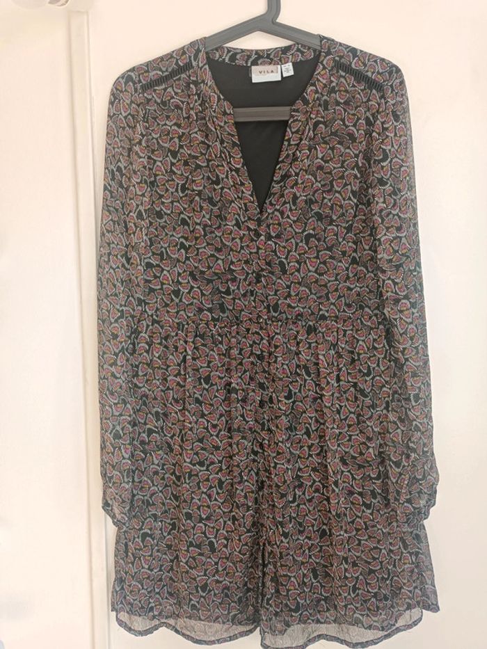Robe noire à motifs colorés Taille 36 Vila Neuf - photo numéro 2