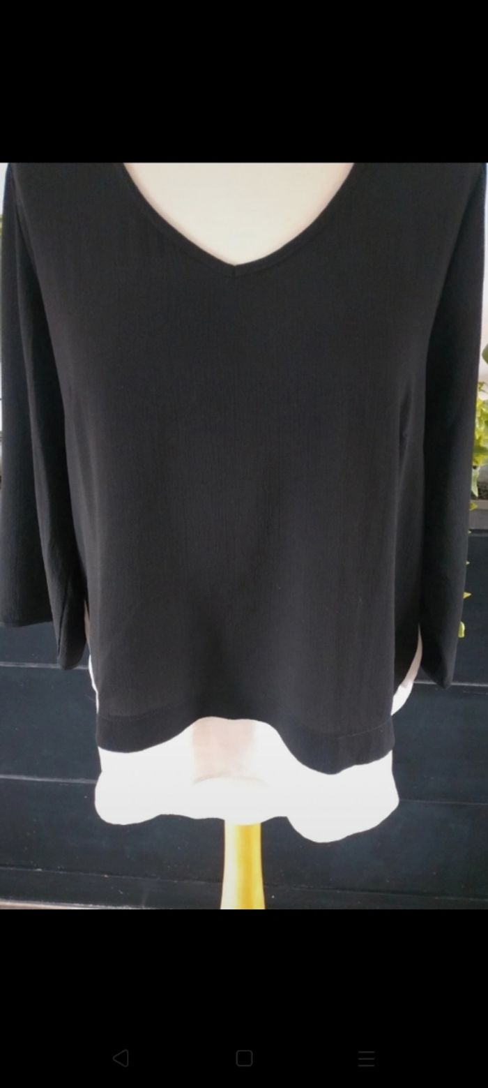 Blouse 3/4 noire/blanche Scottage - photo numéro 3