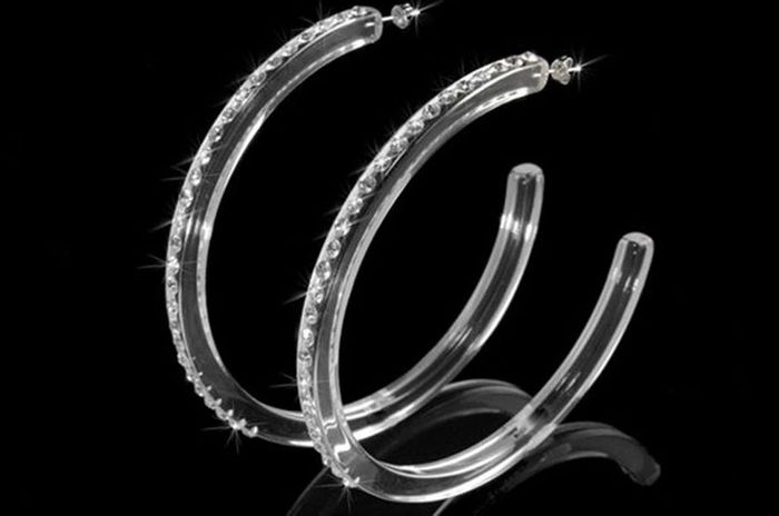 boucles d oreilles cristaluna ole mega en cristal acrylique transparent neuf UGS :300 109 00 - photo numéro 4