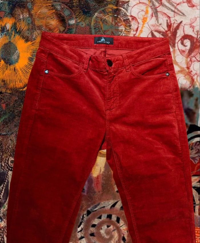 🧡Pantalon skinny velours couleur rouille One Step rust-colored velvet pants🍁 - photo numéro 2