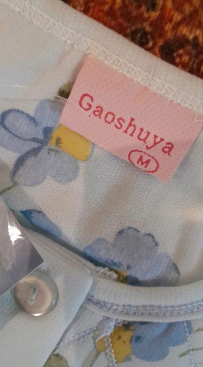 Pyjama femme bleu ciel, imprimé fleurs, taille M - photo numéro 8