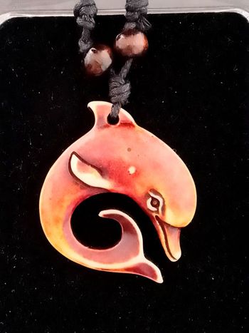 Collier corde réglable, pendentif dauphin