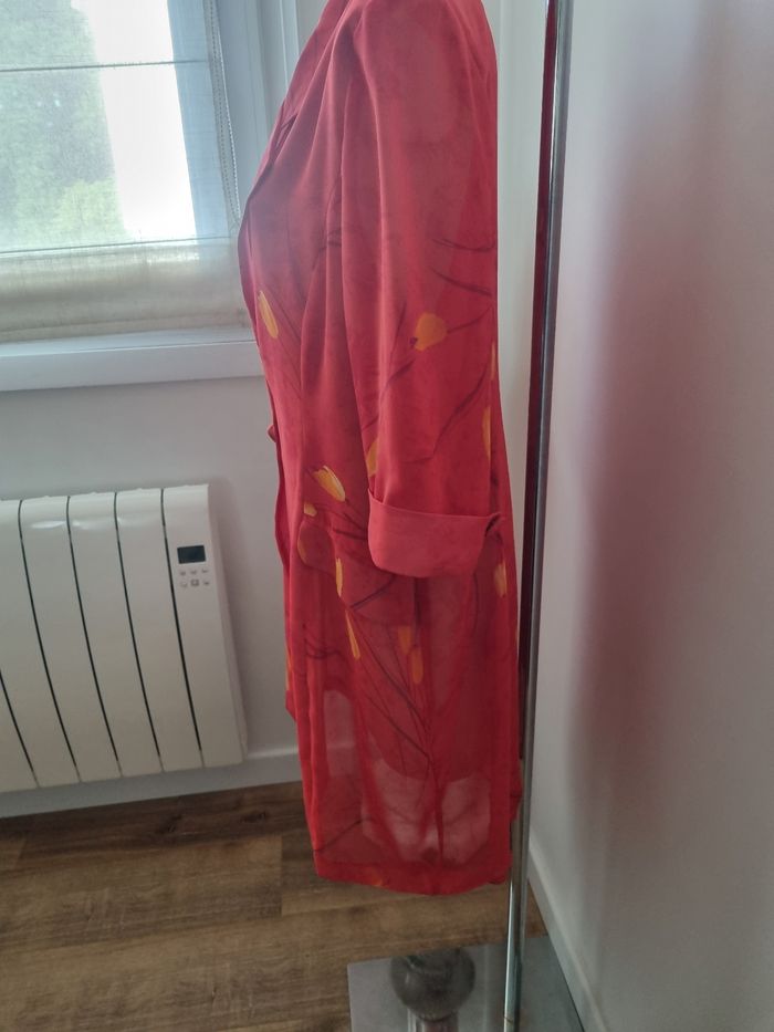 Kimono rouge fluide transparent vintage - photo numéro 4