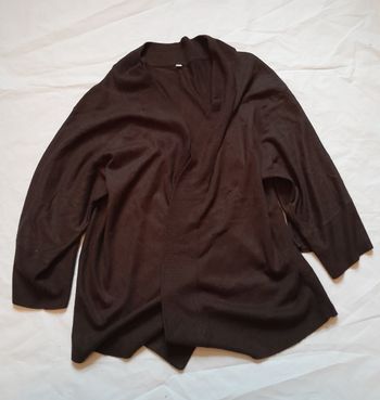 Gilet femme marron sans bouton manches mi longues taille L