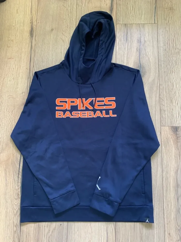 Sweat à capuche Jordan « Spikes Baseball » bleu marine et orange - photo numéro 3