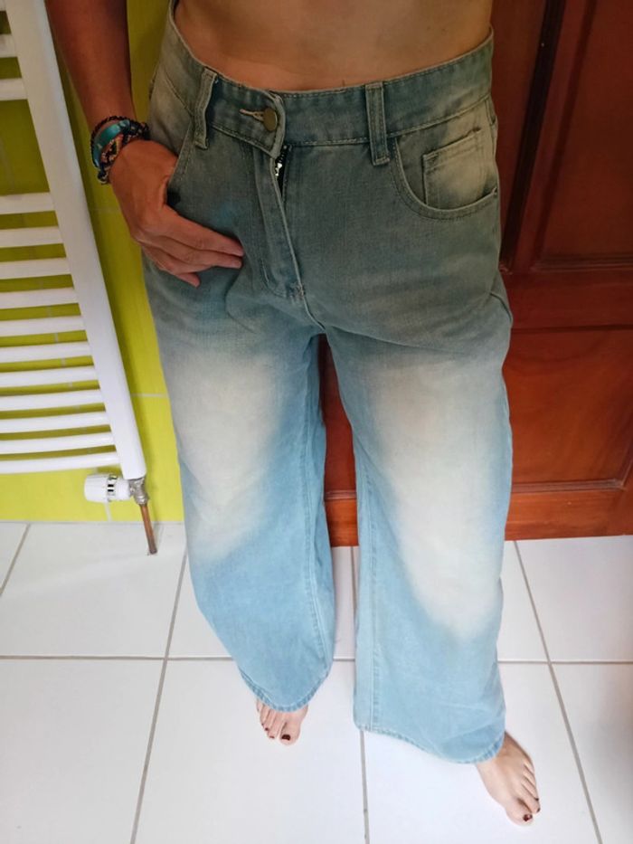 Simili Jeans femme bleu clair jambes larges Dazy - photo numéro 4