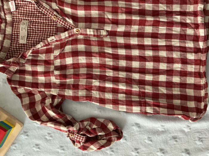 robe manches longues à carreaux bordeaux et blanc zara 2/3 ans - photo numéro 6