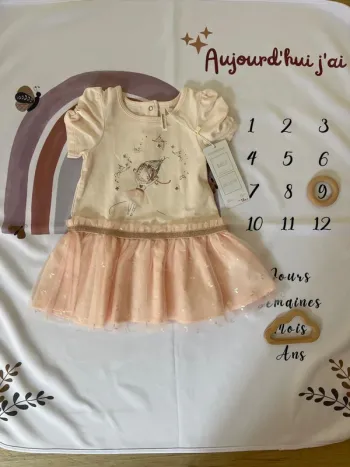 Robe bébé fille – 9 mois / 71 cm – Orchestra 🌸(neuf avec étiquette)