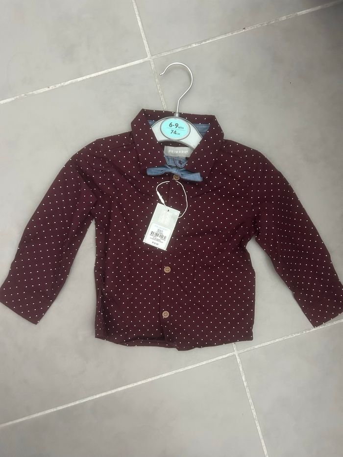 Chemise noeud papillon 6-9mois neuf étiqueté