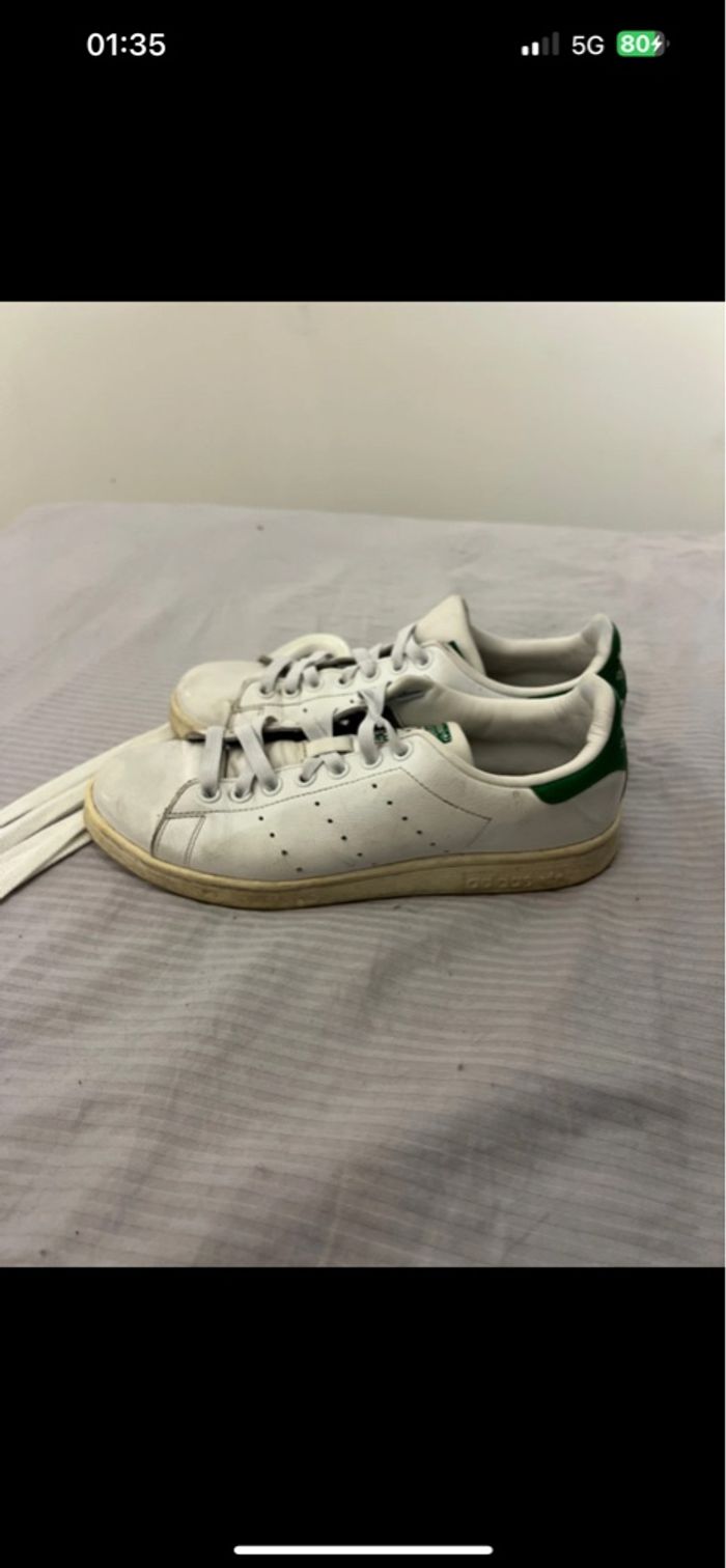 Basket adidas Stan smith blanc et vert taille 39 1/3 - photo numéro 5