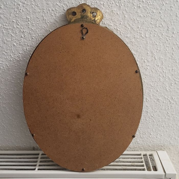 Miroir dore en  bois ,ovale  et noeud - photo numéro 9